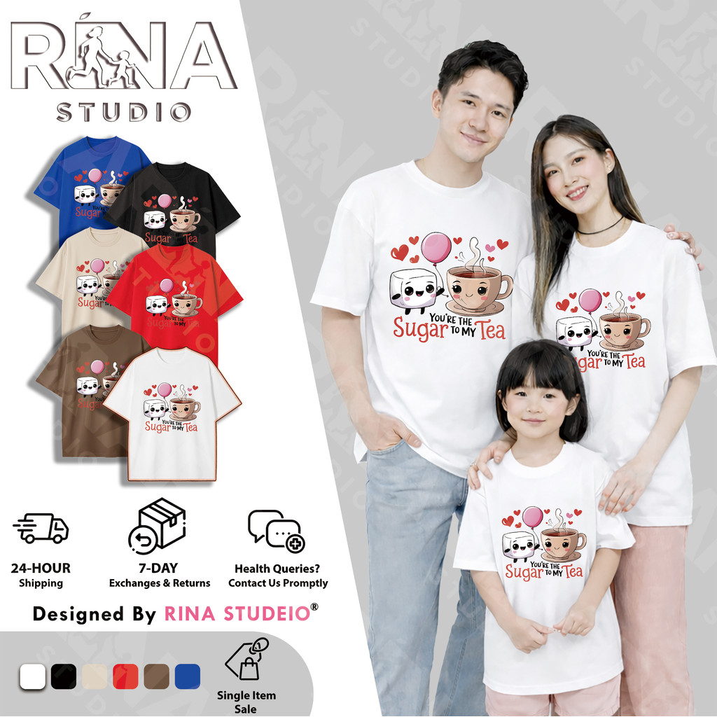 & COD RINA STUDIO Áo thun cổ tròn tay ngắn ngày lễ tình nhân 1 cặp thực phẩm Cotton tinh tế siêu dễ 