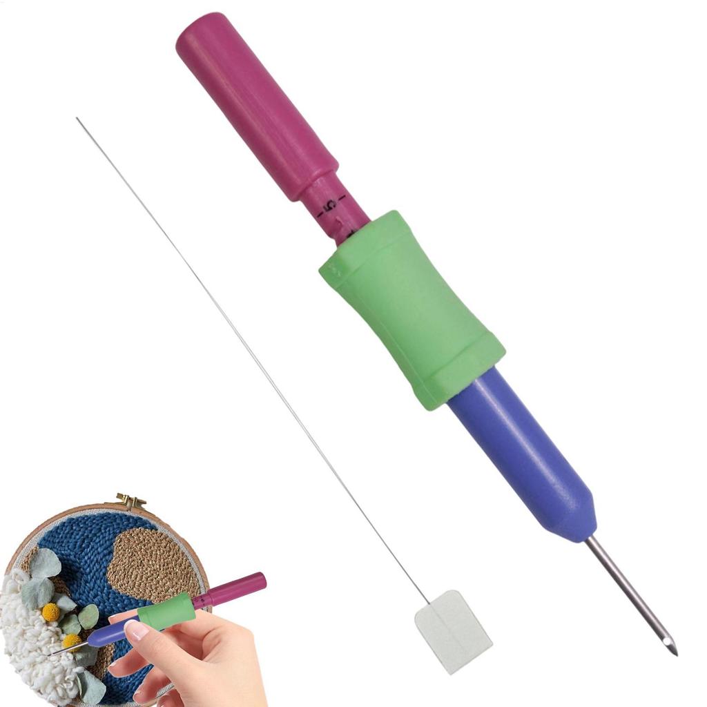 Rug Yarn Punch Needle Embroidery Needle with 5 Adjustable Heights Stainless Steel Needle with Needle