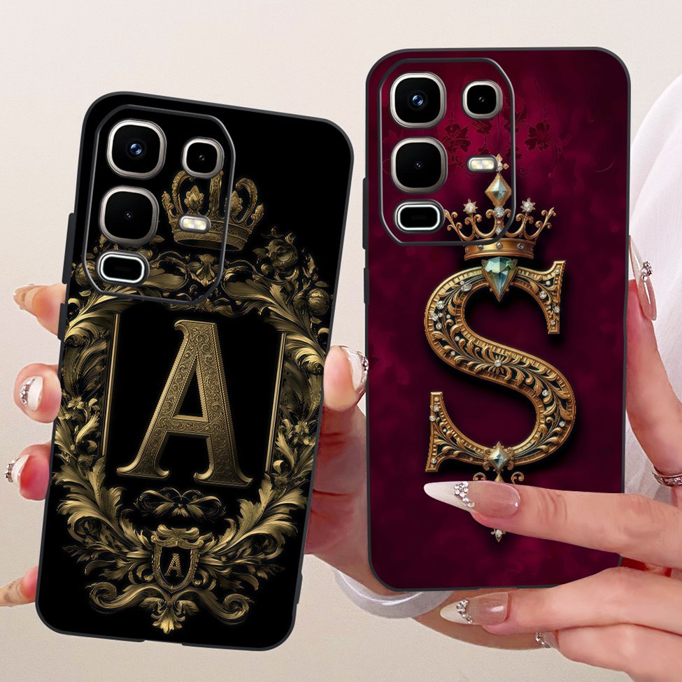 Ốp lưng Infinix Note 50s 5G X6870 Silicone Luxury Crown A-Z Letters 2D Họa tiết phẳng Vỏ điện thoại 
