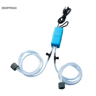 Máy bơm không khí bể cá Mini DESPITEGO, Máy bơm oxy USB tiết kiệm năng lượng im lặng, Máy tạo oxy di động bằng nhựa có máy sục khí hai lỗ không khí tại nhà