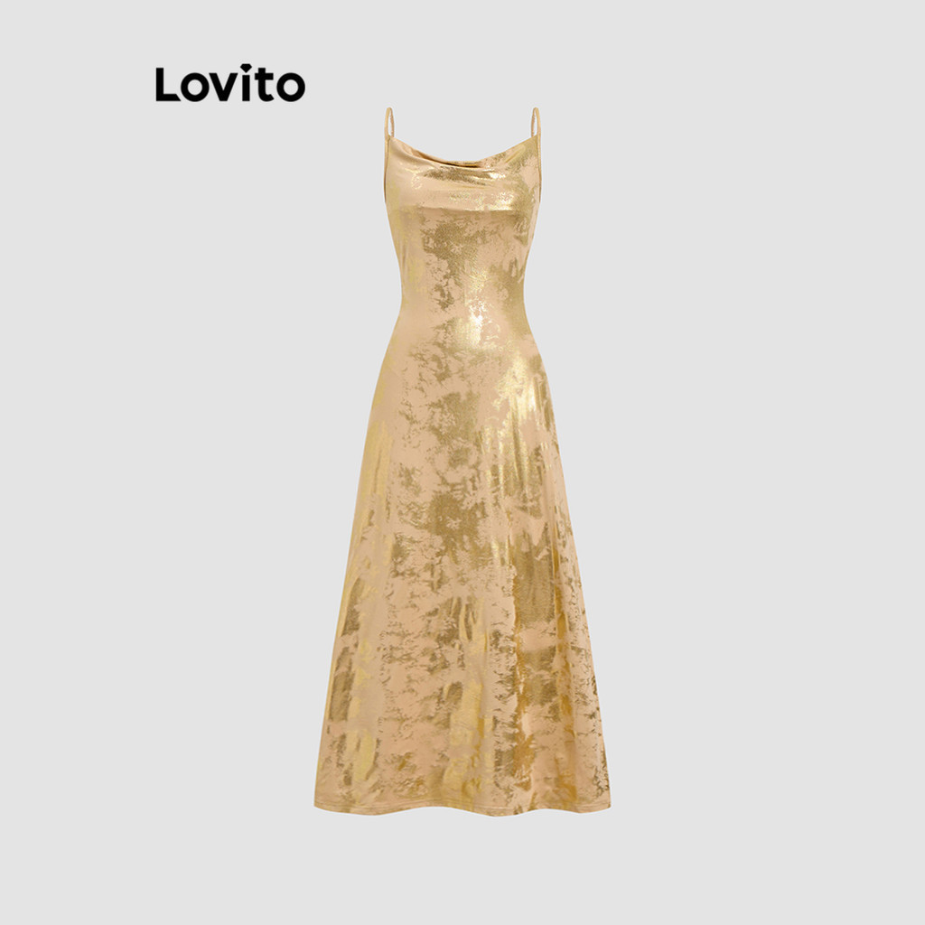 (Trendy) Đầm Lovito vẽ tay ghép nối màu sắc thanh lịch cho nữ L112ED358