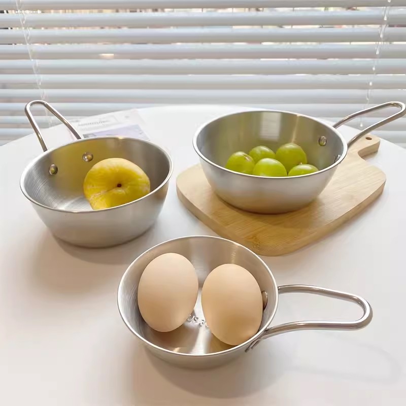 Thép không gỉ 304 Phong Cách Hàn Quốc Cơm Bát Rượu Có Tay Cầm Nóng Mát Bát Rượu Vàng Nhỏ Vàng Bát Gi