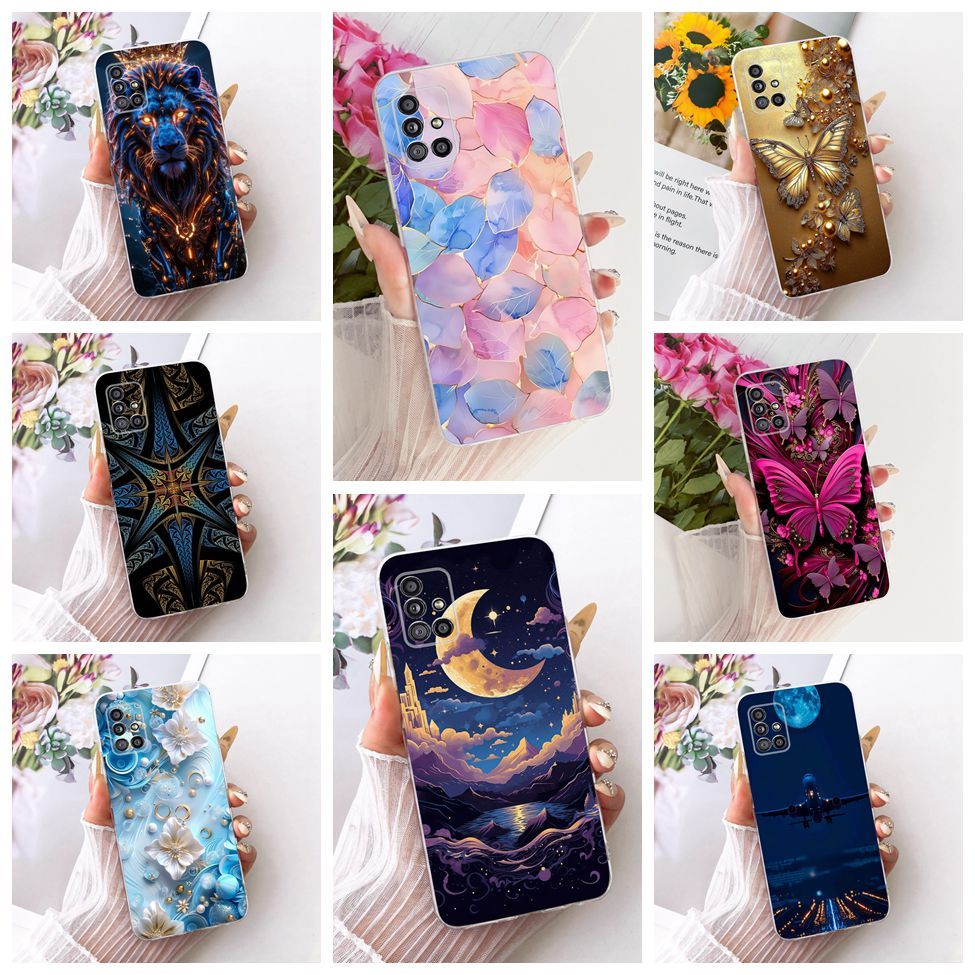 Dành Cho Samsung A51 5G Ốp Lưng Trong Suốt A516F Mèo Dễ Thương Thời Trang Bướm Sơn Ngộ nghĩnh Cho Sa