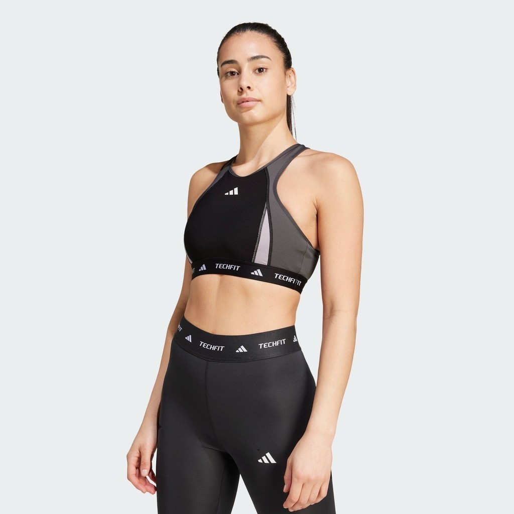 adidas Gym & Training Áo Bra Colorblock Cổ Cao Medium Support TECHFIT Nữ Đen IX3286
