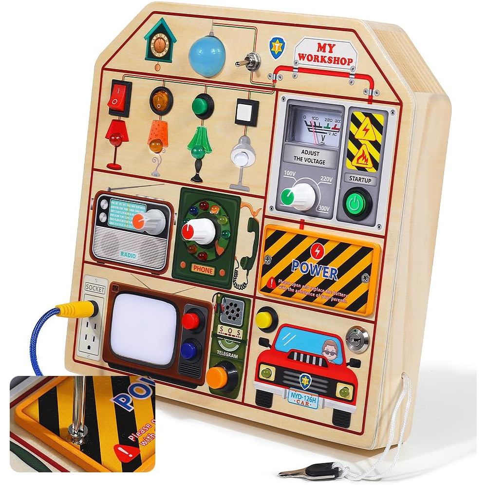 Bảng bận rộn bằng gỗ JAUNTY Montessori dành cho trẻ mới biết đi 3 4 5 tuổi, Đồ chơi trẻ mới biết đi 