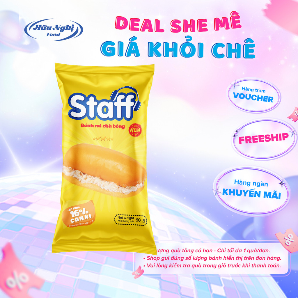 (HÀNG TẶNG KHÔNG BÁN) 1 Bánh Mì Chà Bông Staff 60g Thơm Ngon, Siêu Mềm, Tiện Lợi Cho Bữa Sáng
