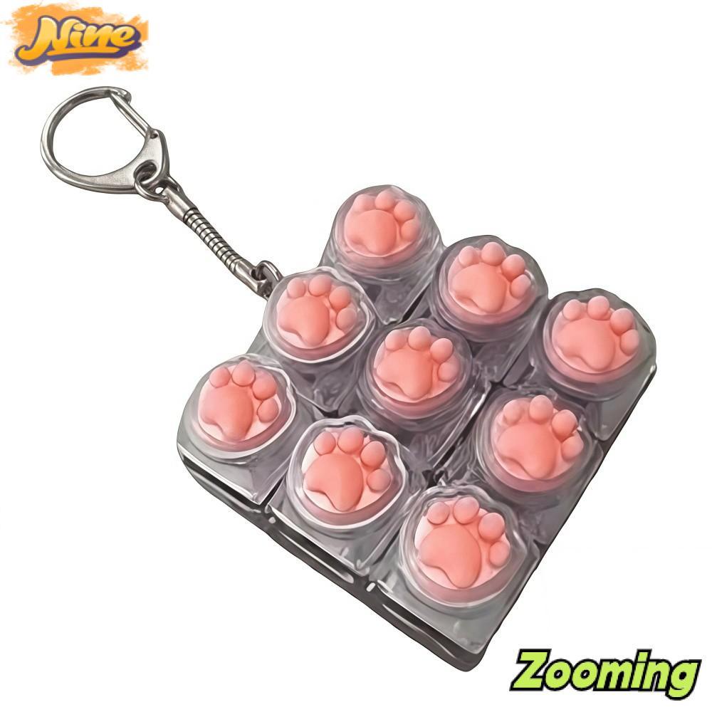 Đồ chơi clicker bàn phím ZOOMING, 9 phím DIY Bàn phím Fidget Móc khóa, Keycap di động Giảm căng thẳn