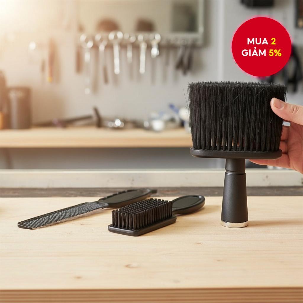 Barber Essentials: Bộ 3 món gồm chổi phủi tóc, lược cắt tóc & dụng cụ tạo kiểu tóc
