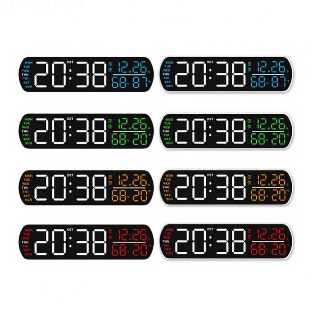{WELV}multi-functional digital clock desktop alarm clock living room wall clock LED