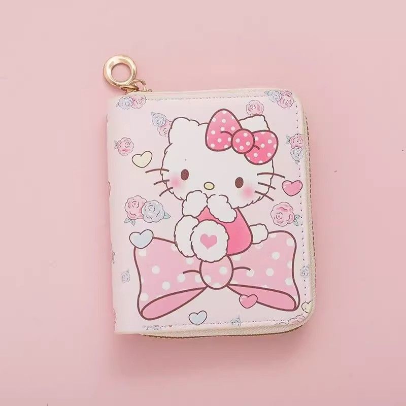 Ví Hello Kitty Dây Kéo Mèo Kitty Ví Đựng Tiền Xu Học Sinh Trung Học Túi Đựng Tiền Xu Ví Nhỏ Hello Ki