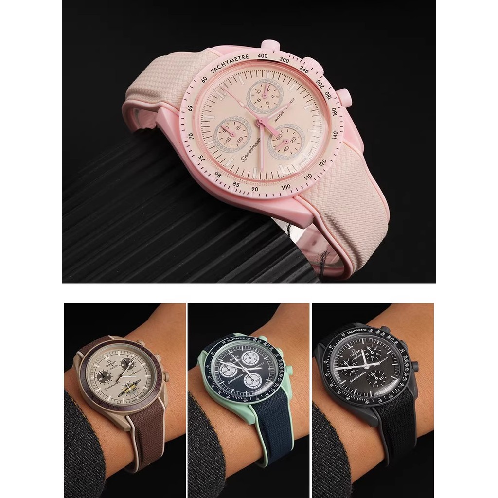 [Dây đeo] Thích hợp cho dây đeo OMEGA SWATCH cong màu tương phản khớp SWATCH Vòng đeo tay OMEGA Cao 