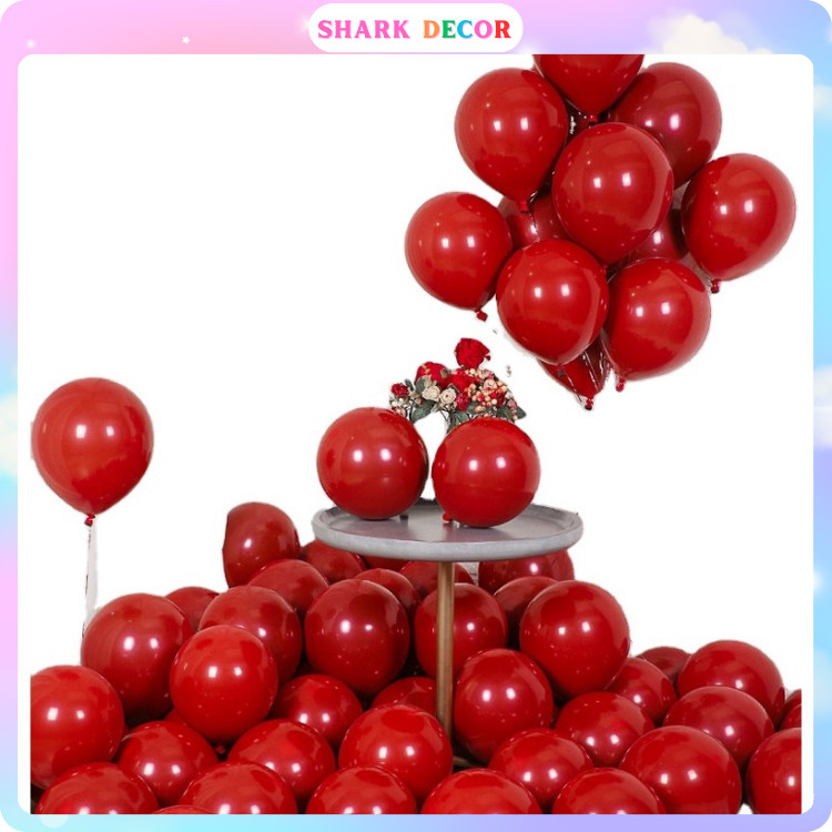 Set 10 vỏ bóng bay màu đỏ mận siêu nhũ trang trí phòng cưới, sinh nhật MT801