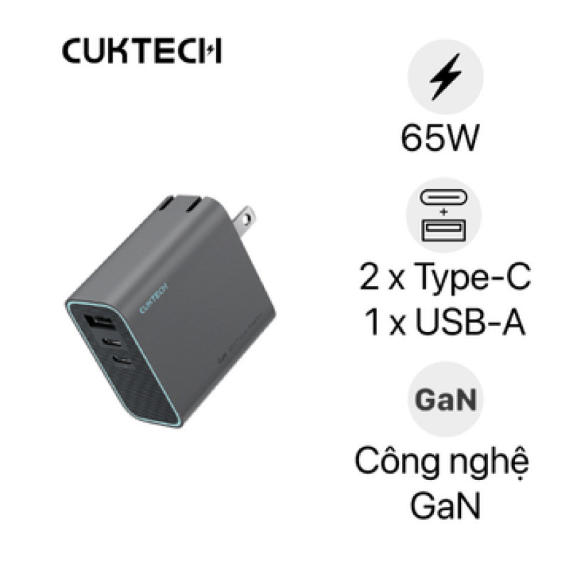 Sạc Cuktech GaN 2C1A 65W (CN) AD653C