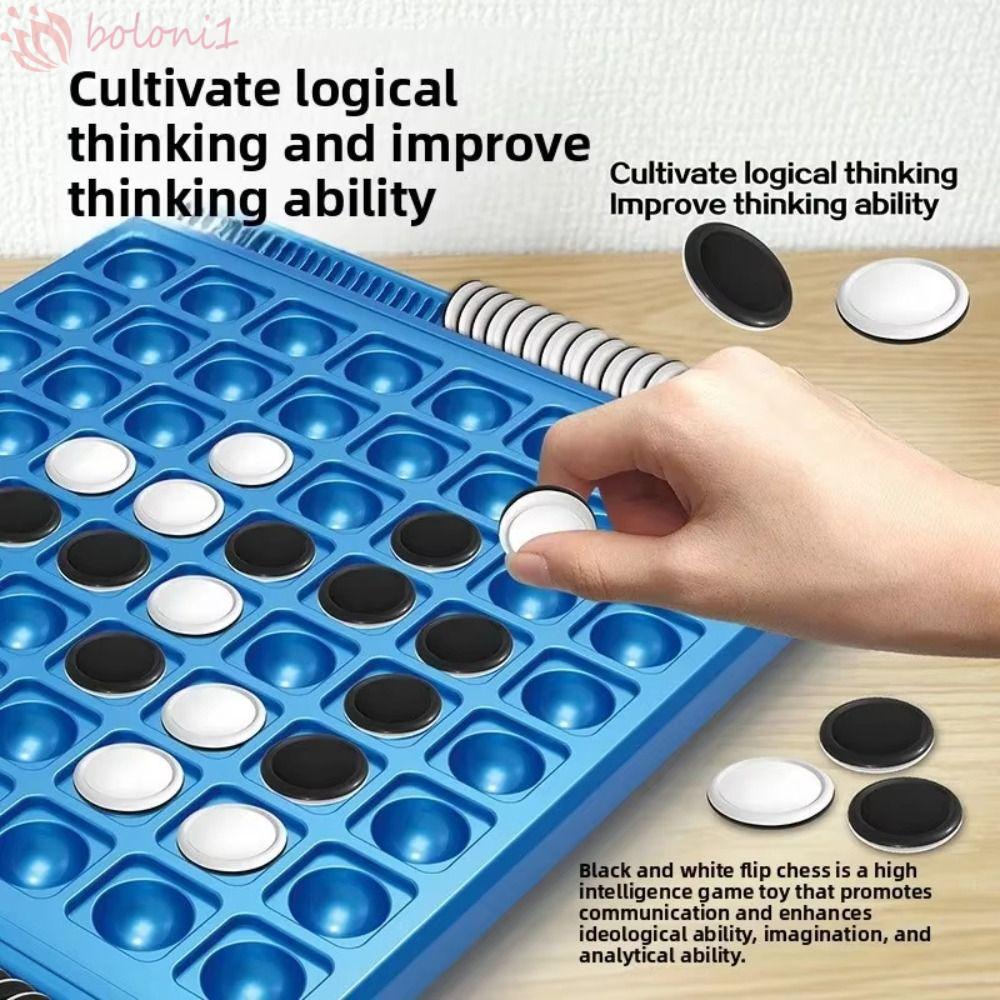 [COD] Kid Overturn Chess, Portable Touch Flip Flip Black White Chess Board, Backgammon Game Set Tabl