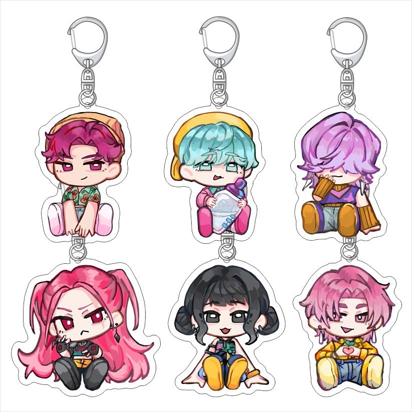 Anime Demon Hunters Acrylic Keychain Rumi Mira Zoey Celine Jinu Bag Pendant Key Chain Jewelry for Wo