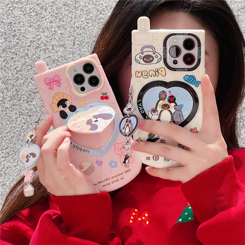 Ốp lưng iPhone hình trái tim Penguin cho 15 / 16 / 14 / 13 Pro Max, Vỏ bảo vệ chống sốc