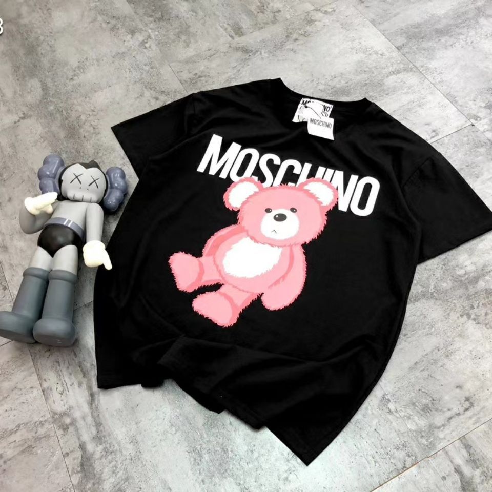MOSCHINO / MOSCHINO Áo thun gấu cong tay ngắn Cotton nguyên chất