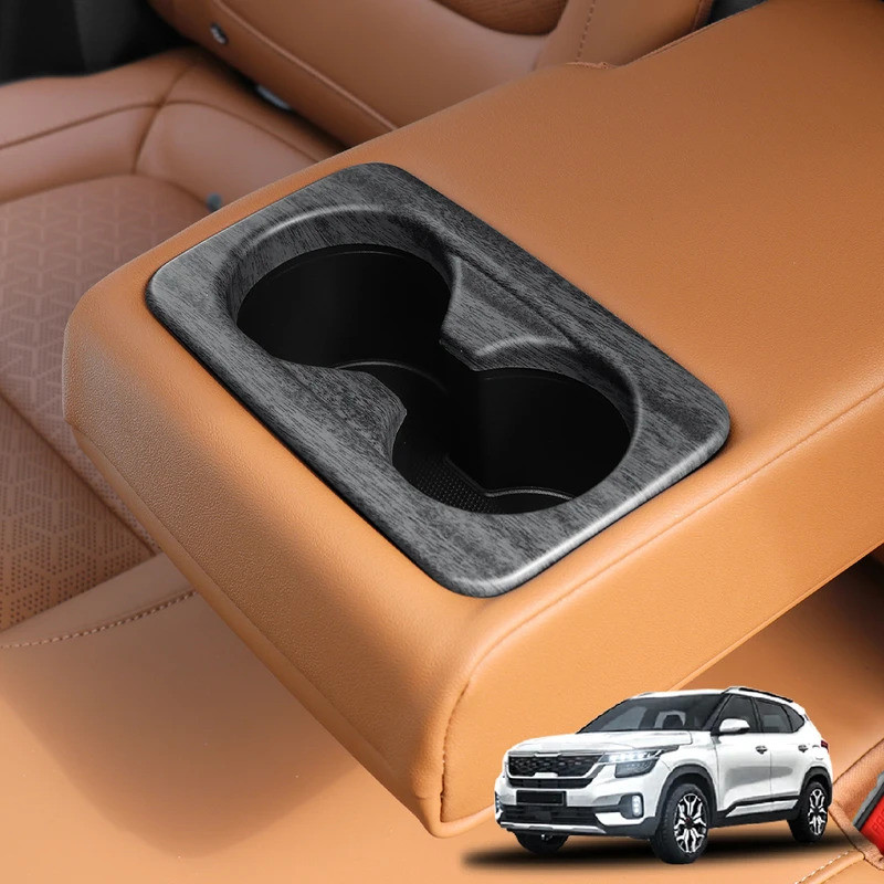 Dành Cho Xe Kia Seltos / ST / K3 / SG2 / EV3 / EV4 Sợi Carbon Hàng Phía Sau Cốc Nước Viền Trang Trí 