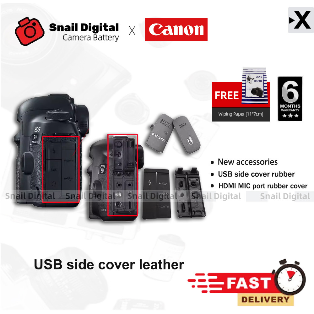 Canon 600D, 6D, 5D2, 5D3, 7D, Cao Su USB, Nắp Cắm, Ốp Lưng Mới