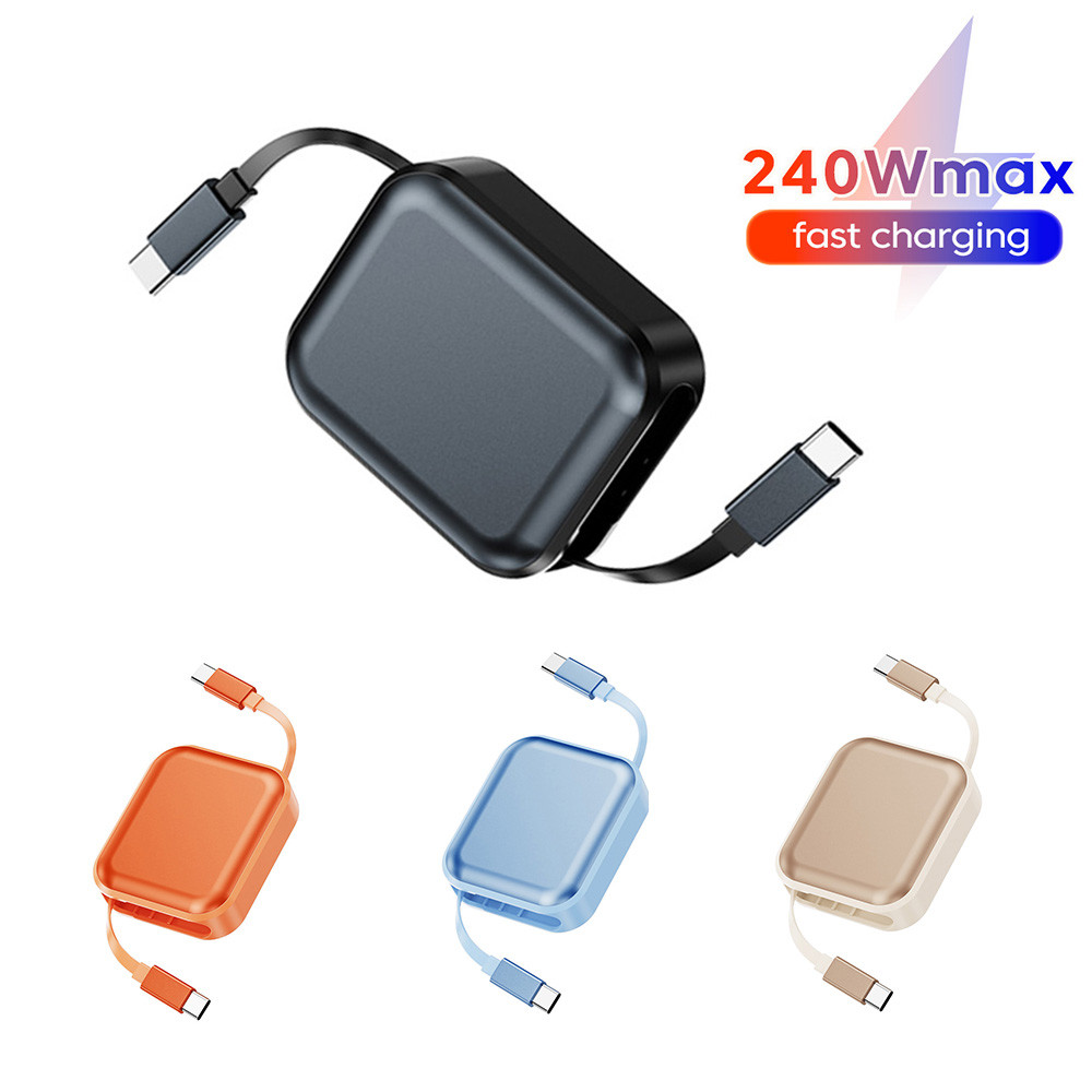 Cáp sạc nhanh Elough 240W Cáp có thể thu vào Type C sang Type C Dây cáp dữ liệu điện thoại di động