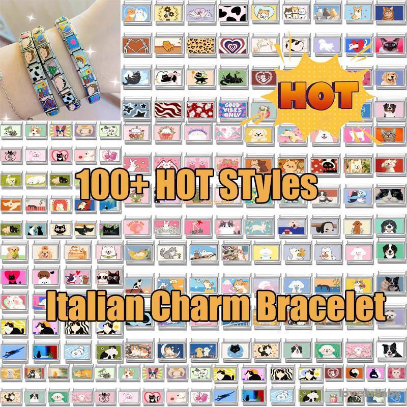 Italian Charm Bracelet Fashion Happy Samoyed Dogs Cats Panda Italian Charm Fit 9mm Stainless Steel W