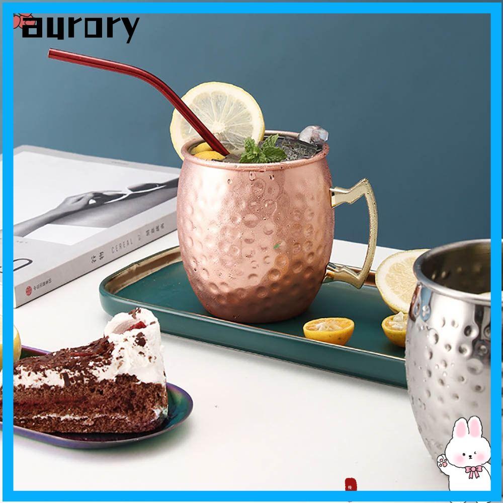 Cốc đồng nguyên chất AURORY, Cốc cốc thủ công Moscow Mule, có tay cầm đinh tán chắc chắn Bề ngoài ch