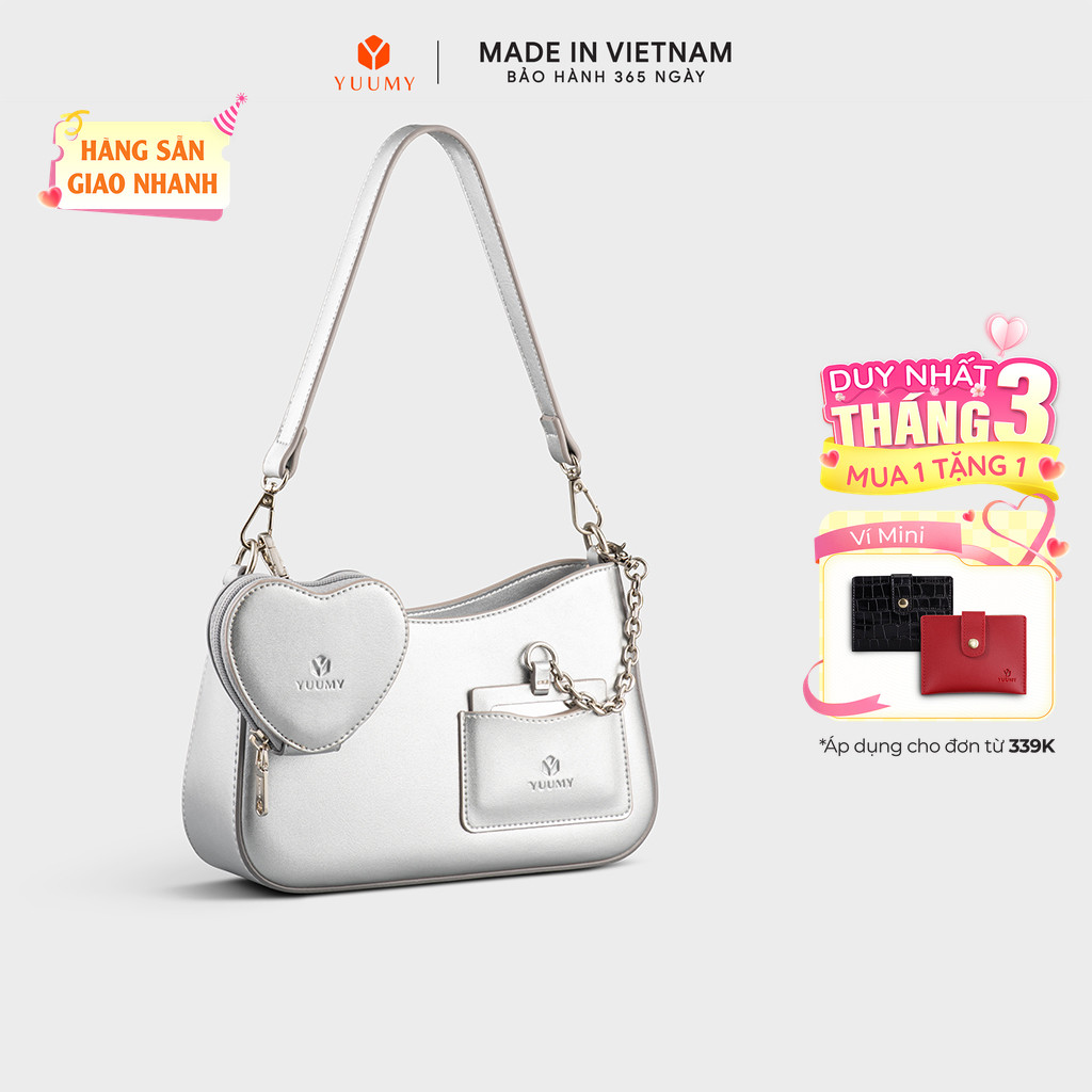 Túi Yuumy (Thời trang nữ kèm phụ kiện xinh xắn size 24 - Túi đeo chéo da Glossy YN295) Bagsmart