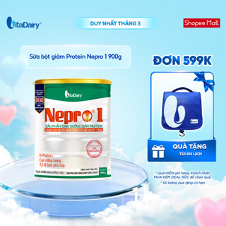 Sữa bột Nepro 1 - Phù hợp cho người bệnh thận có tăng urê huyết, bổ sung dinh dưỡng – Lon 900g