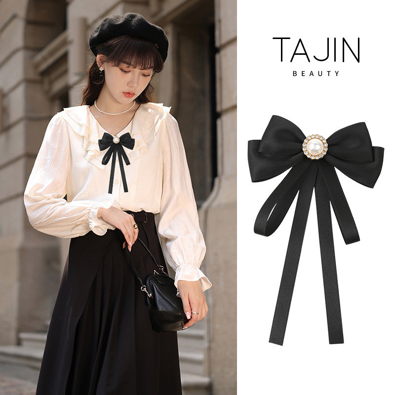 Black ribbon bow-free white shirt JK Uniform pins, bow ties, women's professional neck accessories, 