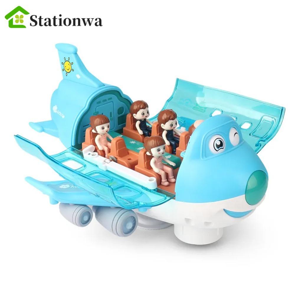 Mẫu máy bay LED STATIONWA, Đèn LED nhựa màu xanh / hồng Đồ chơi máy bay âm nhạc, Mô hình máy bay lắp