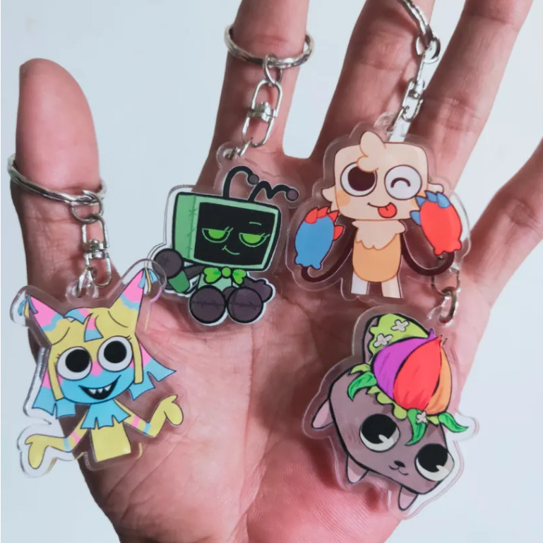 Acrylic Keychain DANDYS WORLD EDITION Roblox 2 Sides front and back PEBBLE GOOB VEE YATTA Keychain