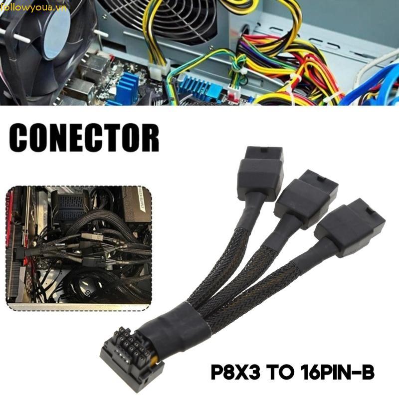 Fol PCIe5 0 Cáp Nối Dài 16Pin Đầu Nối Góc Phải 16Pin Nam Đến 3X8Pin Nữ PCIE5 0 12VHPWR Đầu Nối 90 Độ