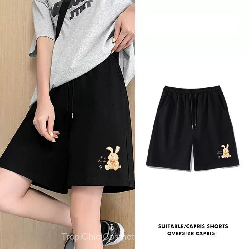 Quần short in họa tiết hoạt hình phong cách Hồng Kông bán chạy mùa hè 2025, quần short thể thao đa n