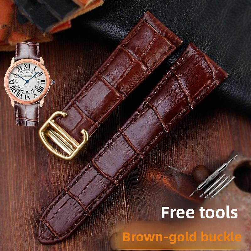 3/28✈Tương thích với Cartier Fiyta Tank Dây đeo đồng hồ bằng da thật Tank London SOLO Kailobo Khóa g