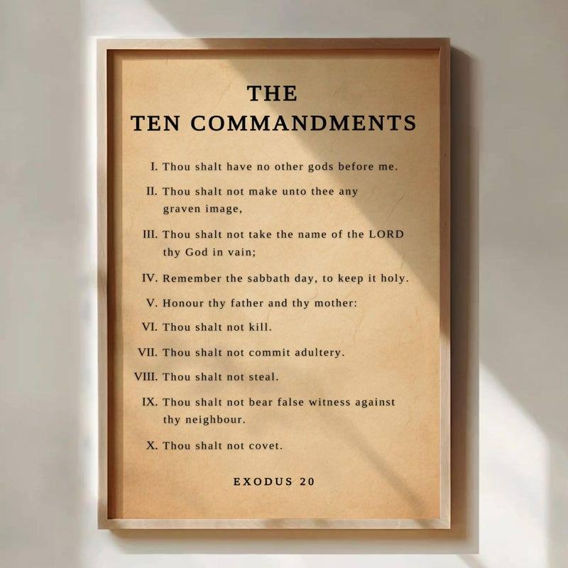 Ten Commandments Art Print: Exodus 20 Christian Wall Art