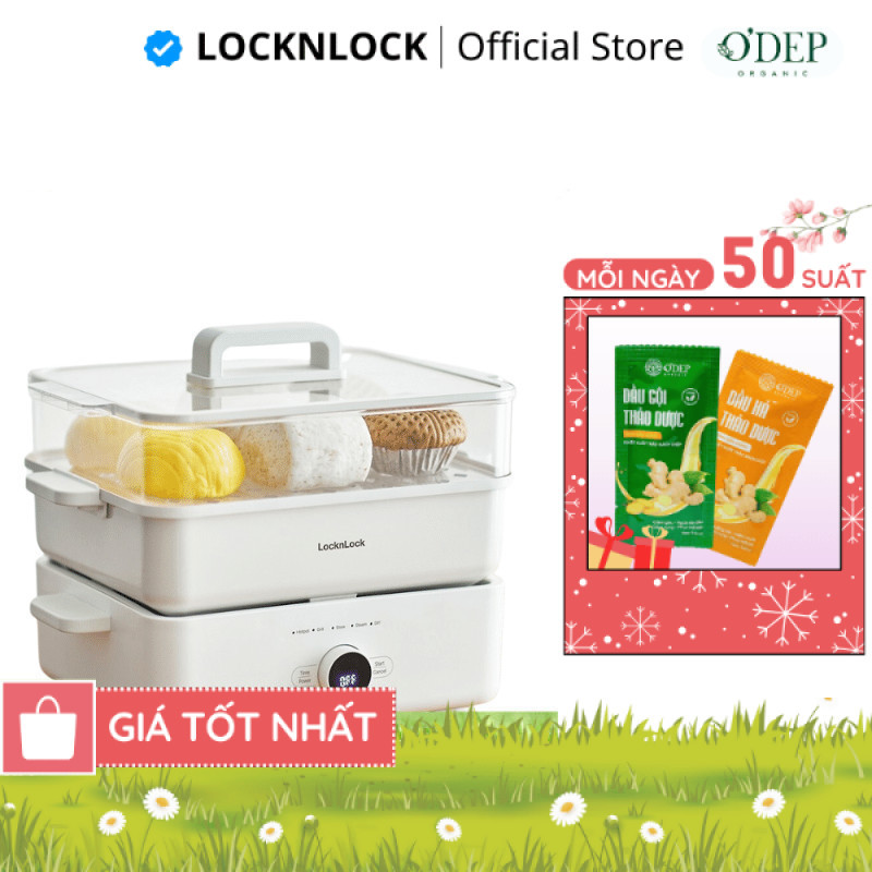 Nồi lẩu đa năng 4.5L Bianco phủ sứ LocknLock, Hàng chính hãng, chống dính, tay cầm cách nhiệt EJP154