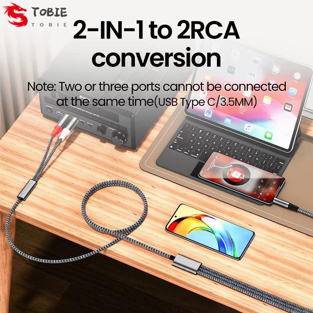 Cáp RCA 2 trong 1 TOBIE, Cáp chia 1.3M / 2.3M / 5.3M Y Bộ chuyển đổi âm thanh Aux, Linh hoạt Chất lư