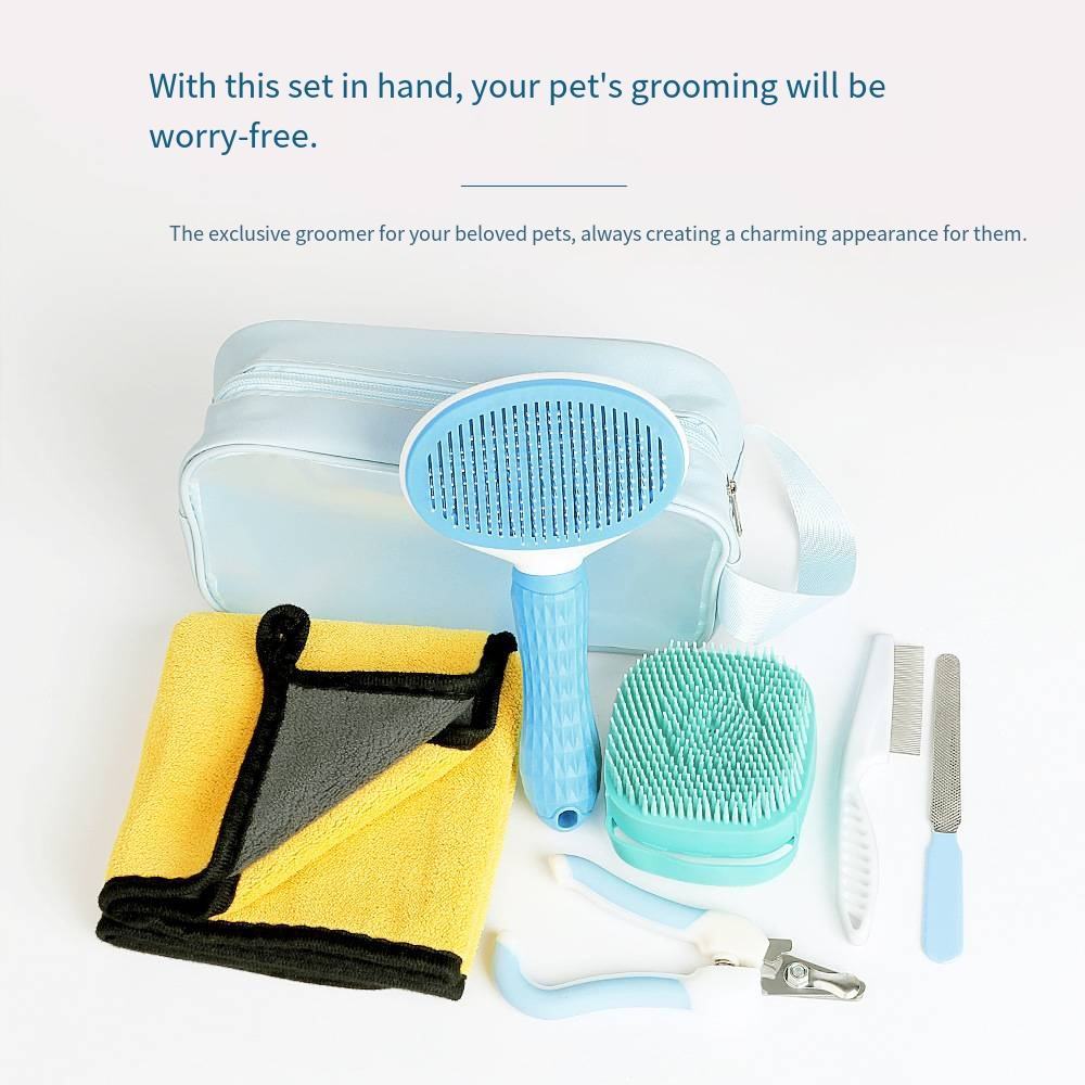 Pet Nail Clipper Nail File Flea Lược Pet Dog Hair Remover Brush Puppy Dog Cat Grooming Kits Pet 's B