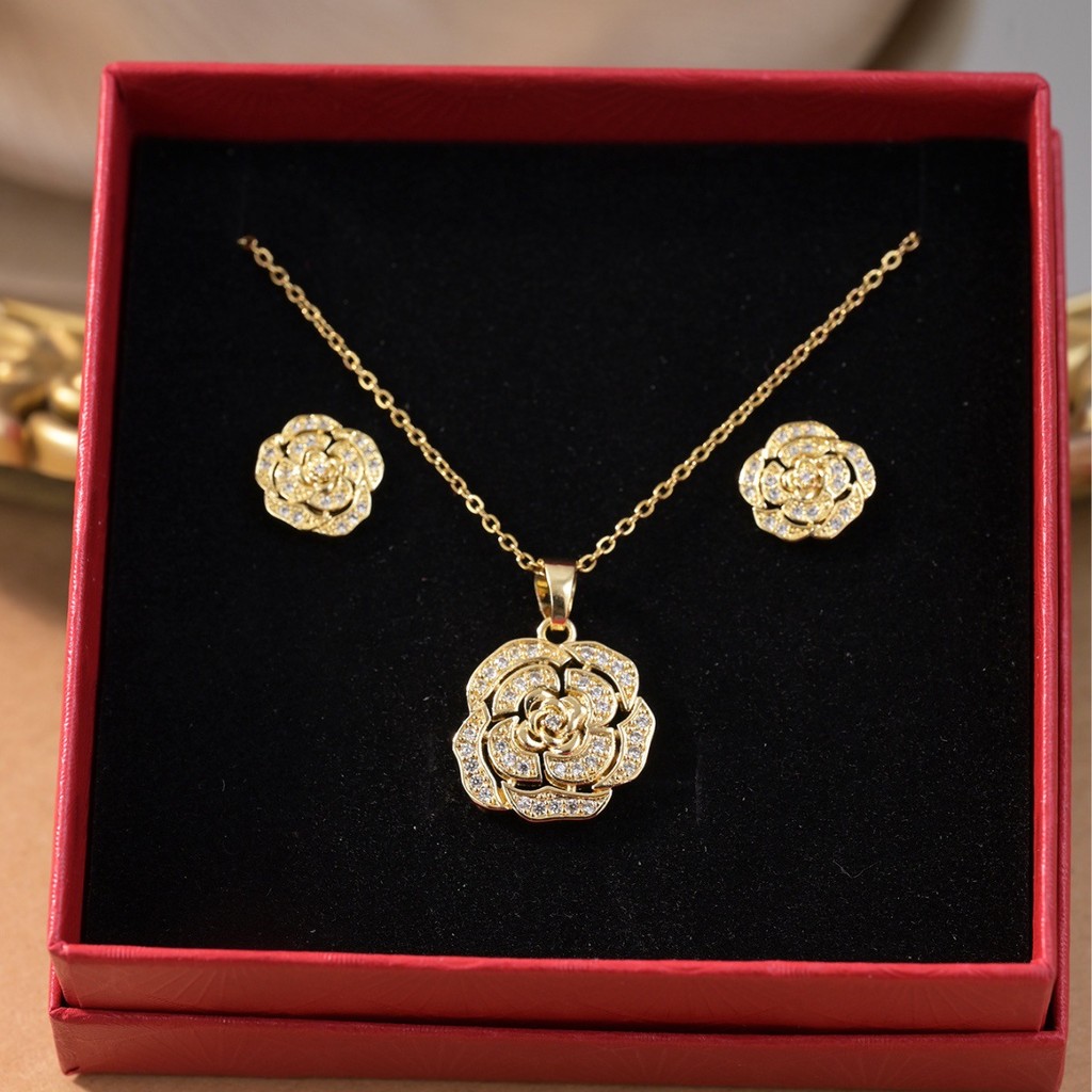 Spot Goods#Fashion Middle Eastern Jewelry Dubai Floral Jewelry Bridal Jewelry Set Vietnam India Banq