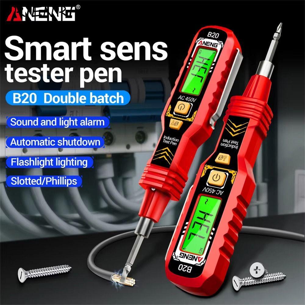 Bút kiểm tra điện áp ORIENRI, Máy dò điện áp báo động hai đầu, ANENG B20 Màn hình kỹ thuật số không 