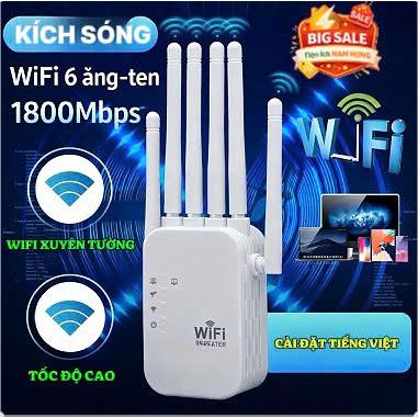 Kích Sóng WIFI 6 Râu Sóng Mạnh Tốc Độ , Hút WIFI Phát Xuyên Tường Kết Nối Xa