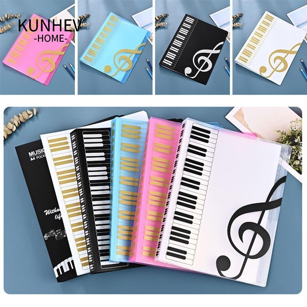 KUNHEV Guitar Sheet Music Book Folder, PP 40 Trang Piano Paper Sheet Folder, A4 Storage Organizer Mu