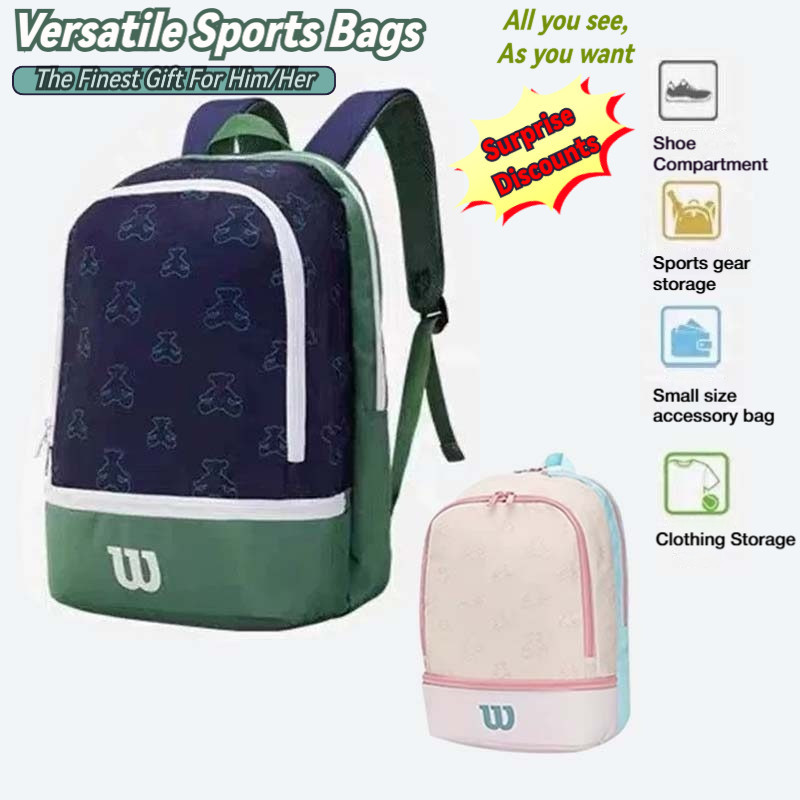 Balo Thể Thao Wilson Balo Pickleball Nữ Túi Đựng Vợt Tennis -Hình Gấu Con, Ngăn Giày Riêng Biệt-Dail