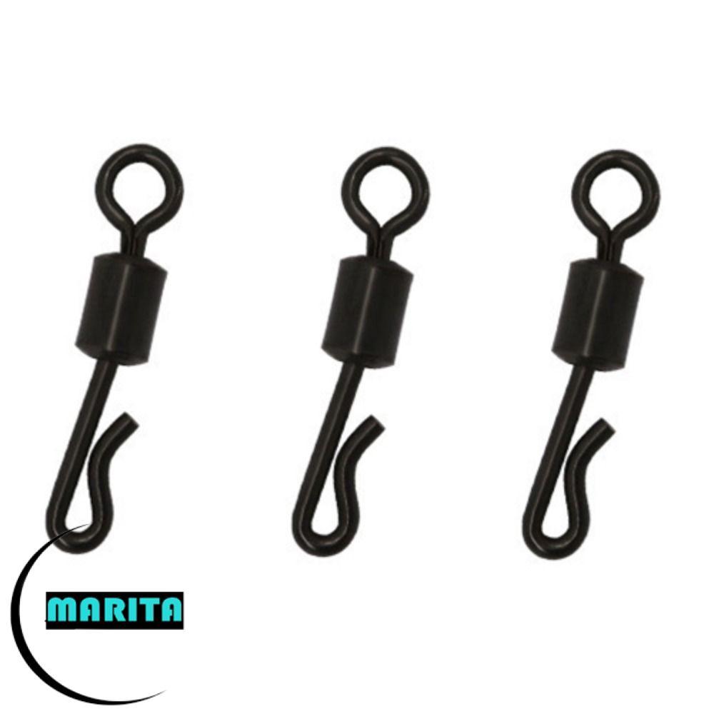 MARITA - 25 Chiếc Vòng Bi Xoay Hình Chữ Q Màu Đen, Đầu Nối Câu Cá Bằng Đồng Thép Không Gỉ