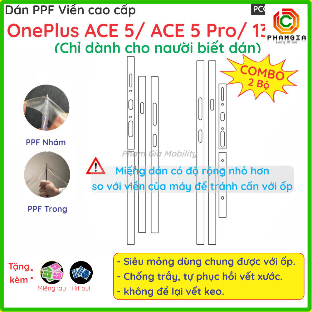 Combo 2 bộ Dán 4 VIỀN PPF & Skin Carbon dành cho OnePlus (1+) Ace 5 Ace5 Pro 13R 5G 13 loại trong, n