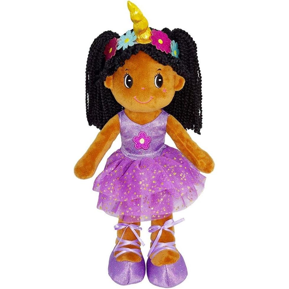 June Garden 14 "Ballerina Rag Doll Ella - Búp bê mềm sang trọng cho bé gái - Váy tím IGAQ