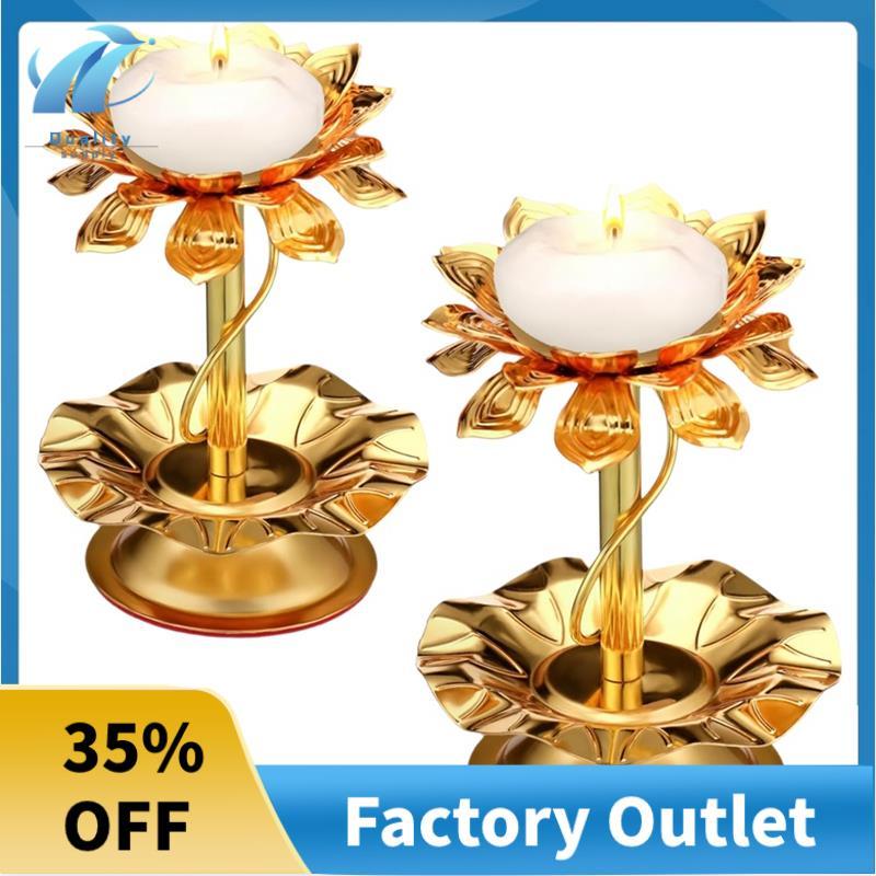 Tuyệt Vời Cho Diwali Pooja Trang Trí 2 Chiếc Kim Loại Diya Sen Nến Cho Diwali Ghee Đèn Nến