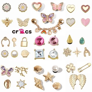 #jibbicz Cross Charm Kim Loại Khóa Giày Trang Trí Chất Lượng Cao Đá Quý Bướm / Bốn Lá Cỏ Ba Lá Phong Cách Dép Miếng Dán