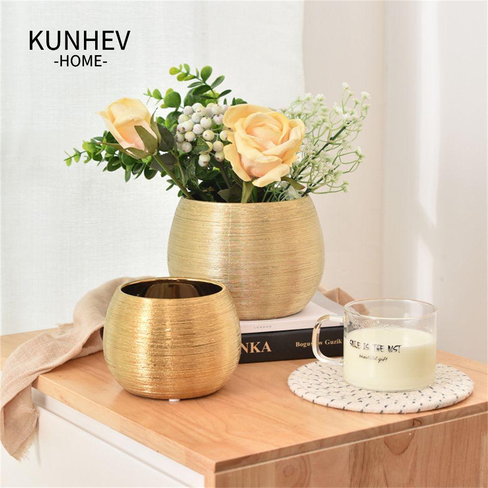 KUNHEV Đạo cụ ảnh vàng Bình hoa nghệ thuật Morden