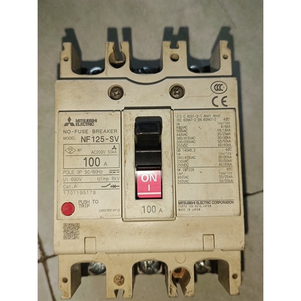 ⚡ MCCB MITSUBISHI NF125-SV – 3P 100A – 30kA | HÀNG CŨ ⚡